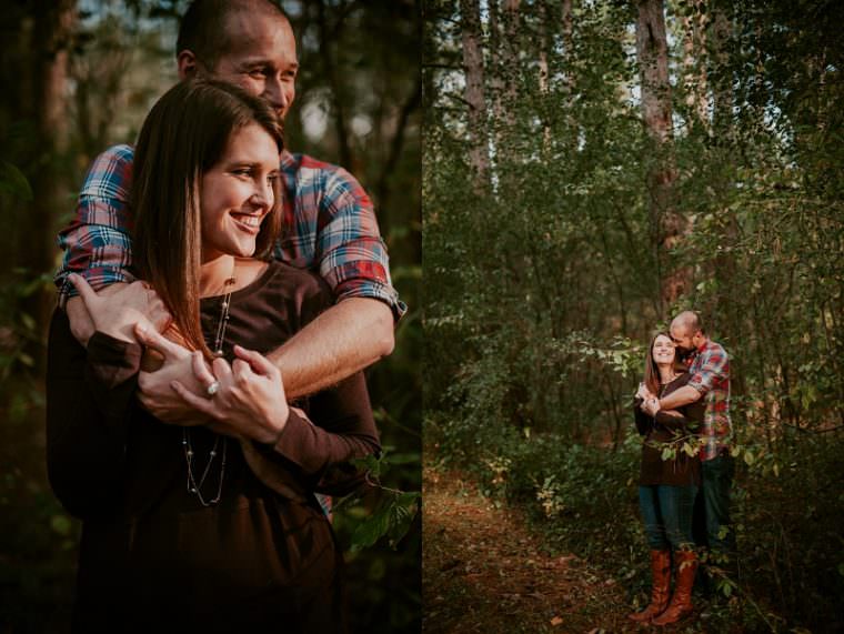 fall engagement with dog, engagement in the woods