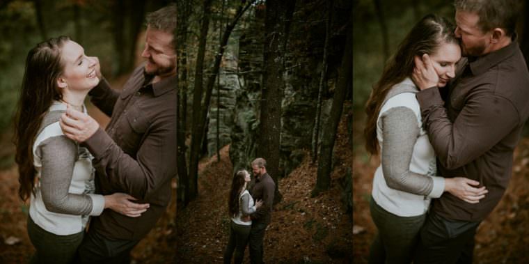 Rainy engagement session in the forest, Black River Falls WI