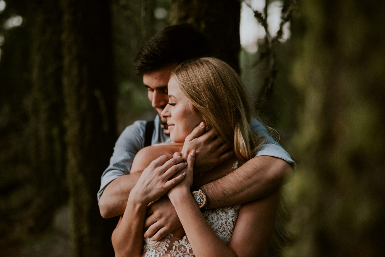 Pink two piece wedding gown, mountain elopement Washington state - natural intuition photography
