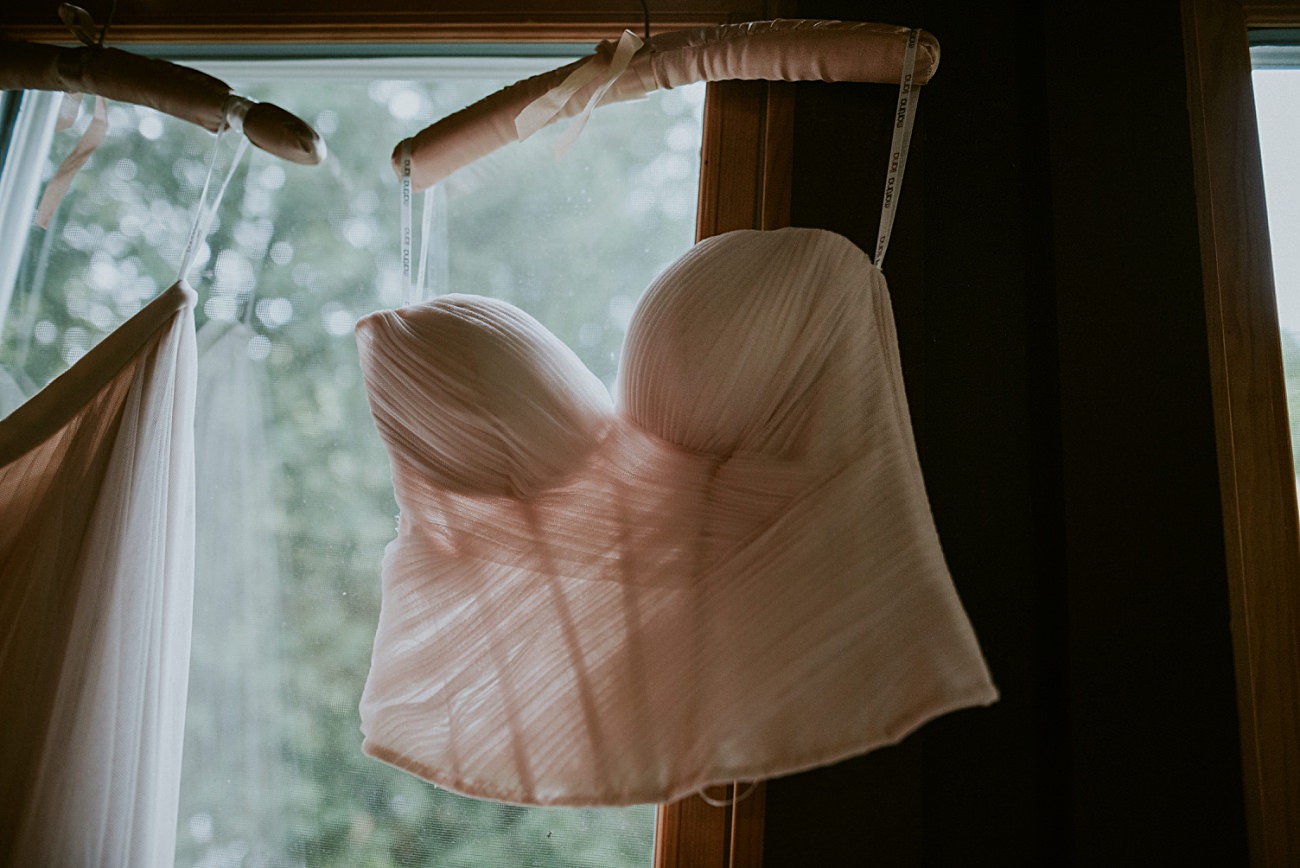 Blush Wedding Dress, Two piece wedding dress, Backyard Hilltop Wedding in Spring Green Wisconsin, Madison WI Wedding Photographer