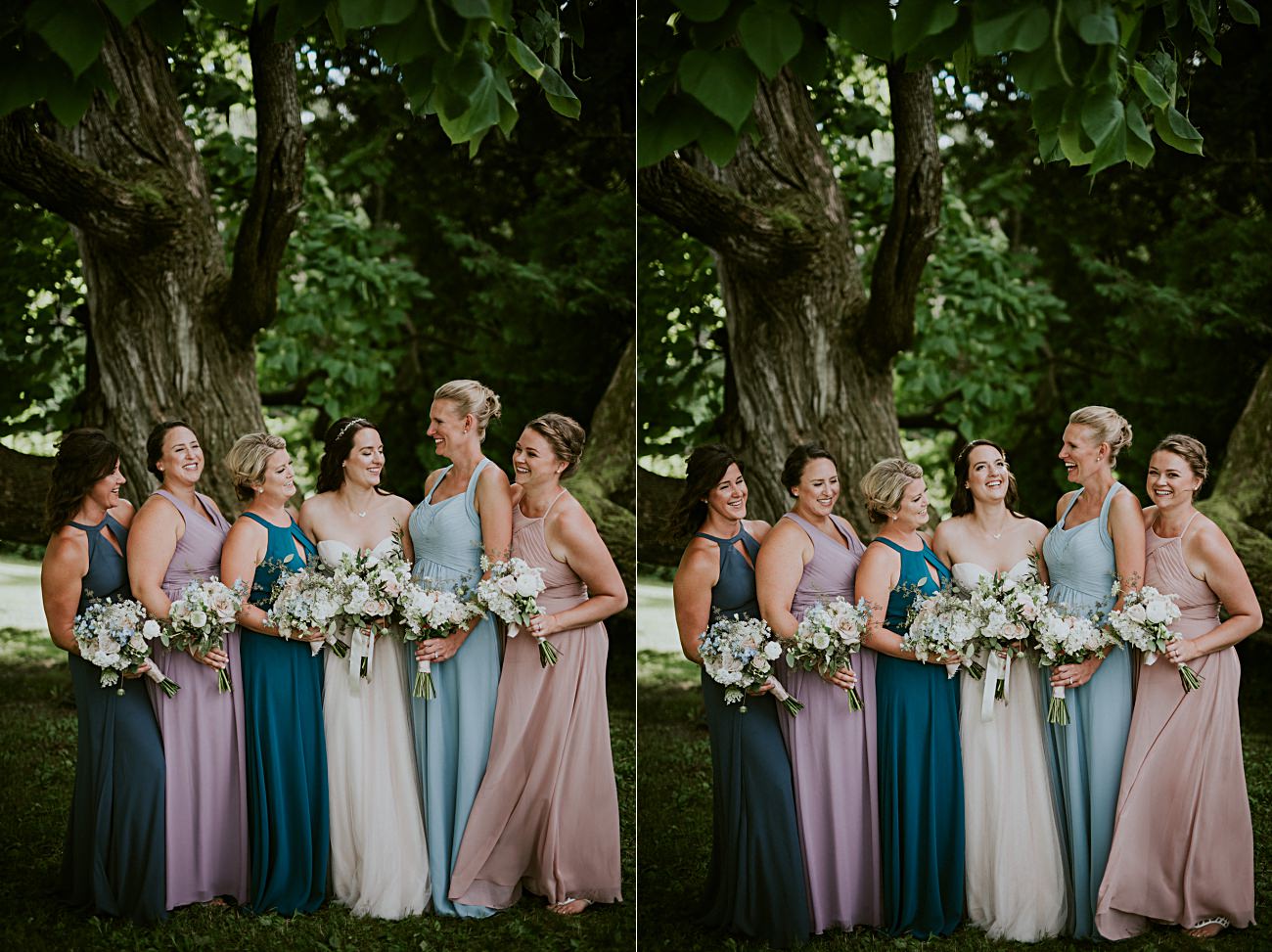 Mismatched Bridesmaid Dresses, Jewel Toned Bridesmaid Dresses, Backyard Hilltop Wedding in Spring Green Wisconsin, Madison WI Wedding Photographer