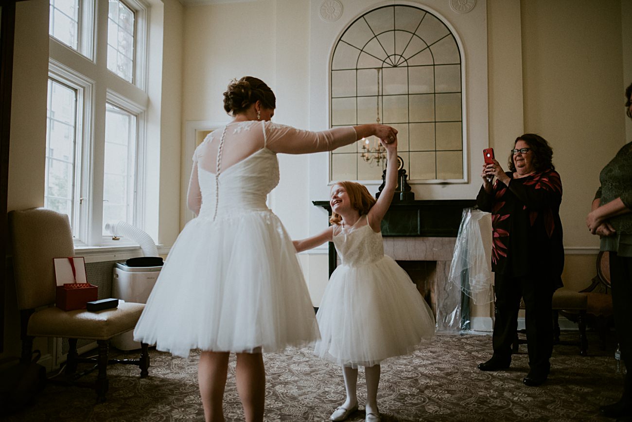 Bride getting ready with children - Madison WI Wedding Photographer - Natural Intuition Photography