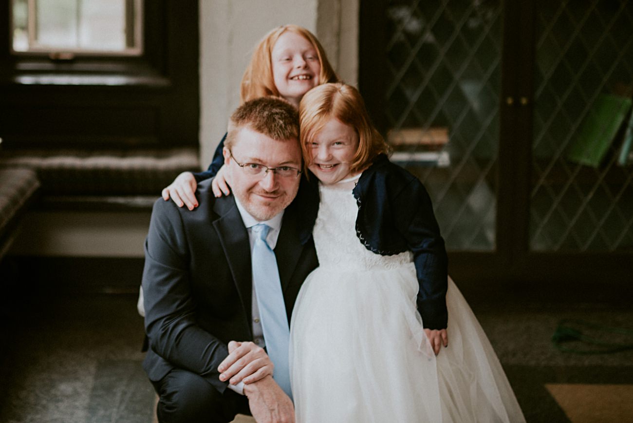 Dad with kids on wedding day, Madison WI Wedding Photographer - Natural Intuition Photography