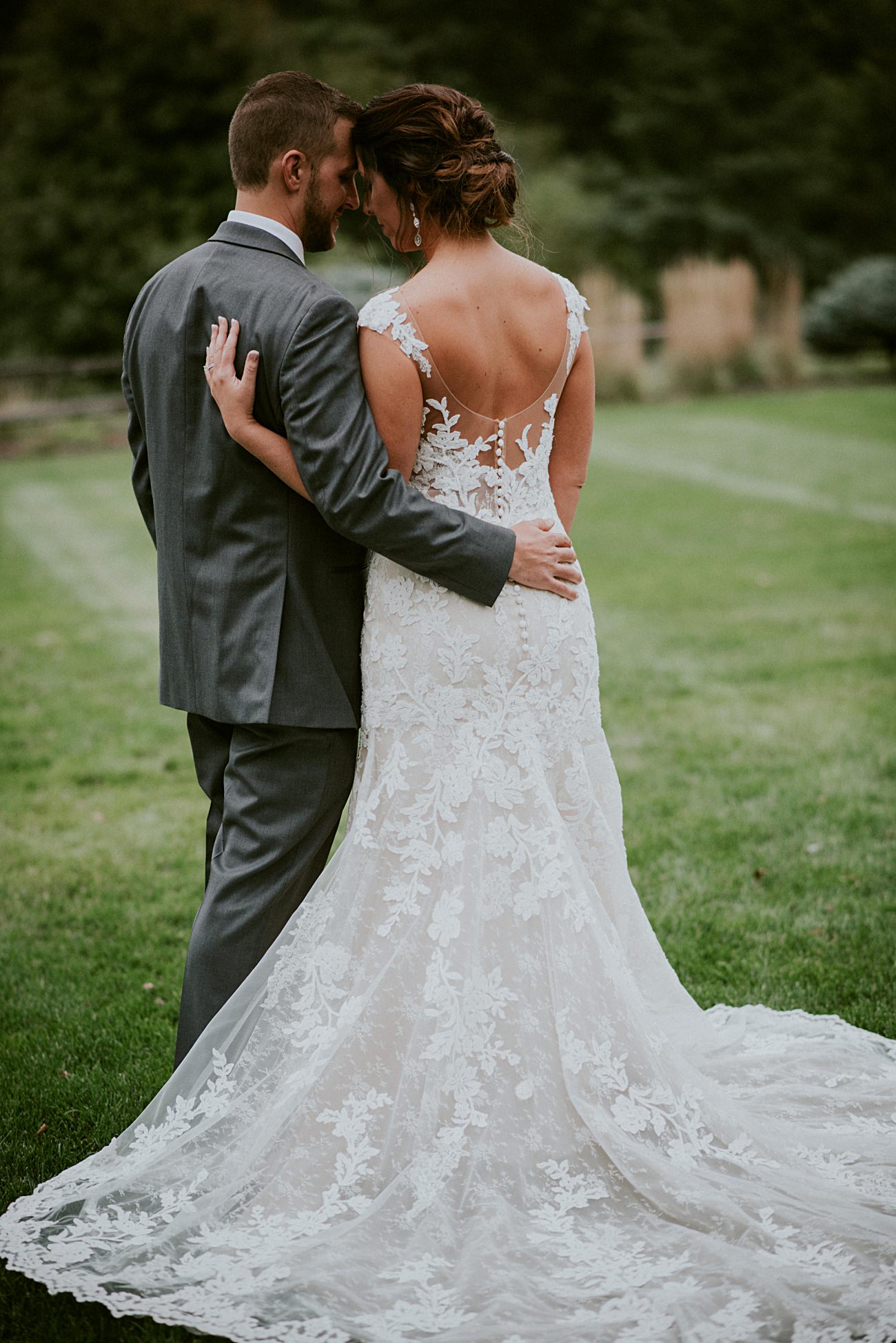Wisconsin Dells Wedding,, Lace Wedding Dress, Madison WI Photographer,, Bride and Groom Photos, Grey suit for groom