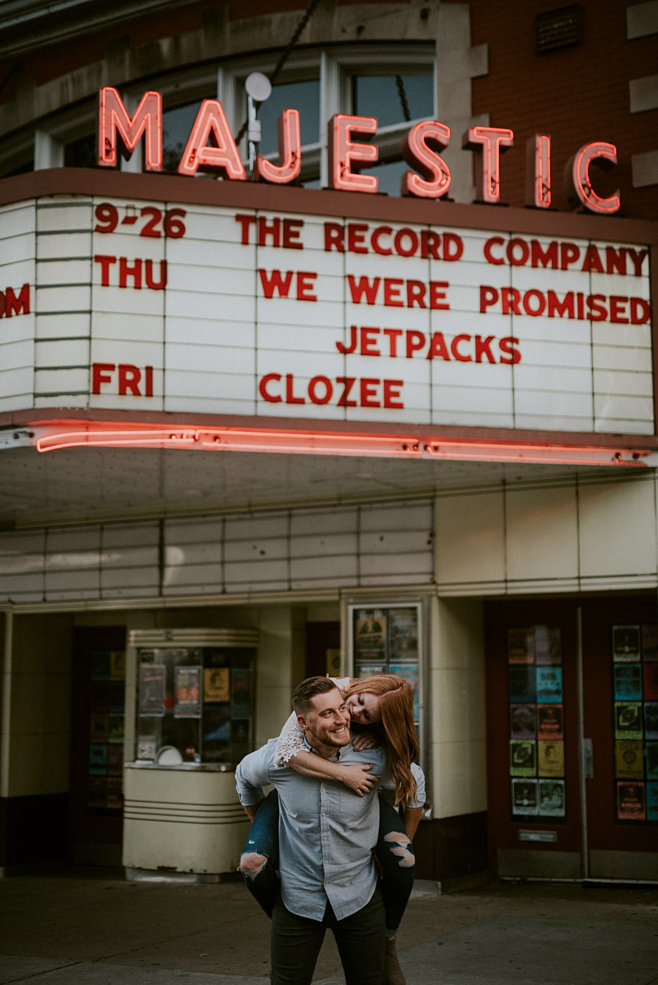Theater Engagement, Downtown Engagement in Madison Wisconsin, Urban Engagement, Madison WI Wedding Photographer