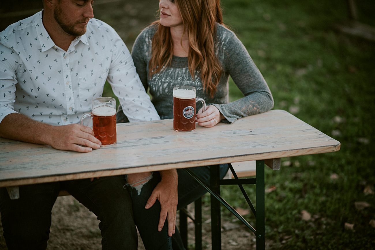Beer Garden Engagement, Downtown Engagement in Madison Wisconsin, Urban Engagement, Madison WI Wedding Photographer