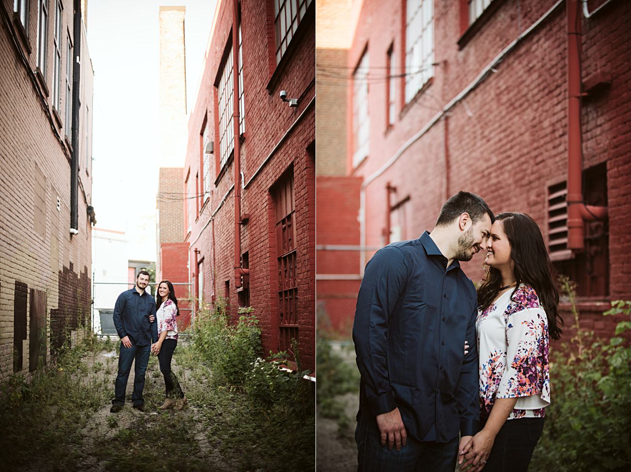 City Engagement Session, Downtown Madison Wisconsin Engagement with Dog, Engagement with Husky