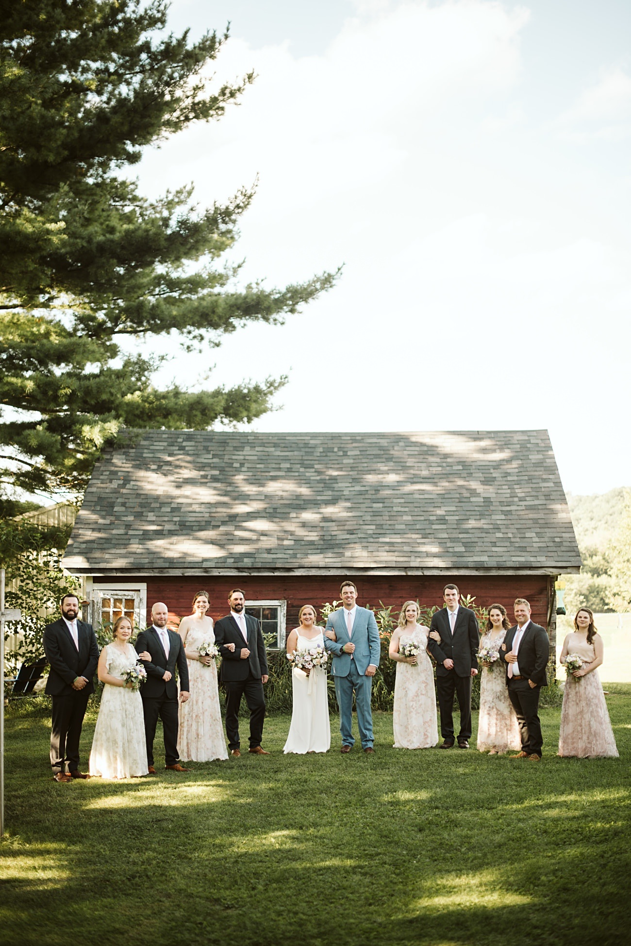 Octagon Barn Wedding near Spring Green Wisconsin, Barn Wedding Inspiration, Wedding Party Inspiration, Floral Bridesmaid Dresses