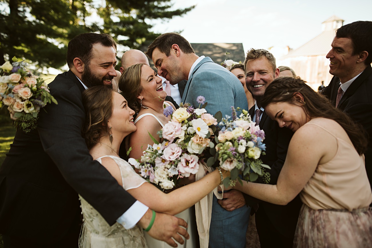 Octagon Barn Wedding near Spring Green Wisconsin, Barn Wedding Inspiration, Wedding Party Inspiration, Floral Bridesmaid Dresses