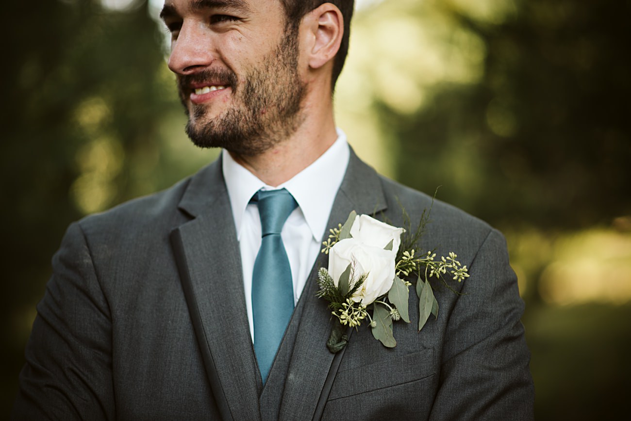 Groom in Grey Suit, Wedding Party Photos in the Woods, wedding in the woods near me, forest weddings