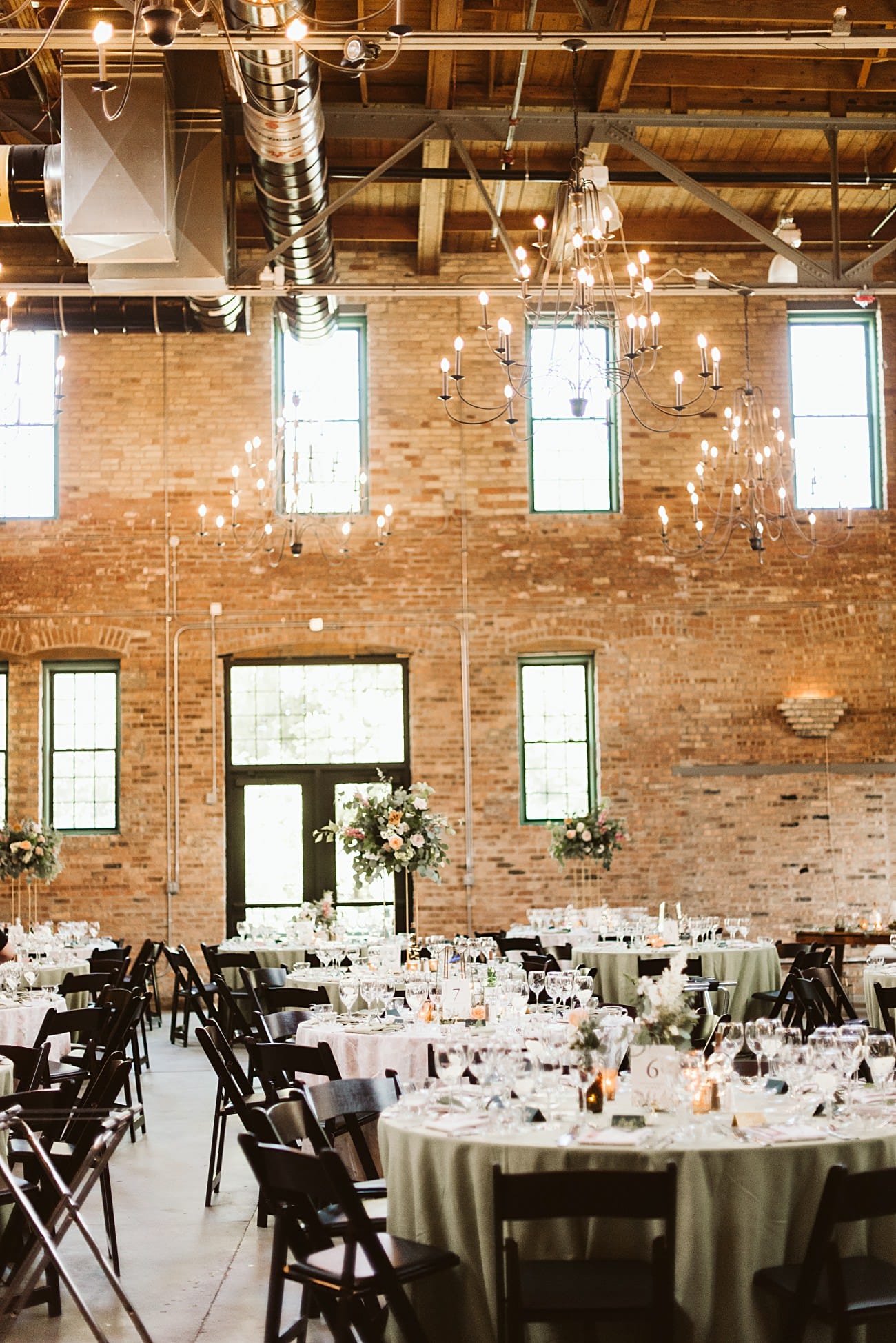 The Factory on Barclay, urban wedding in Wisconsin, whiskey inspired table décor