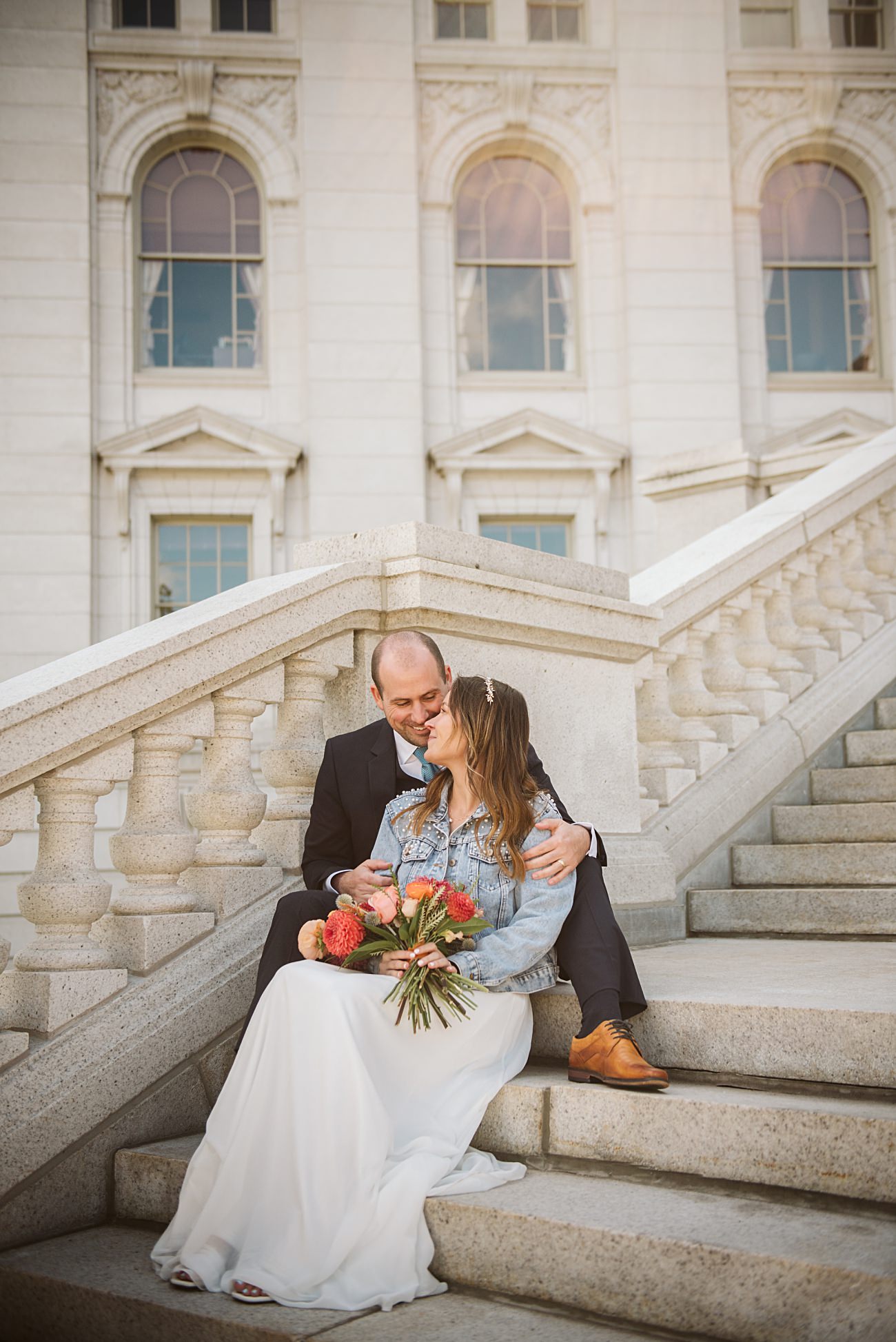 Madison State Capital Elopement, Modern Elopement, Colorful Wedding Bouquet, Madison Elopement Locations