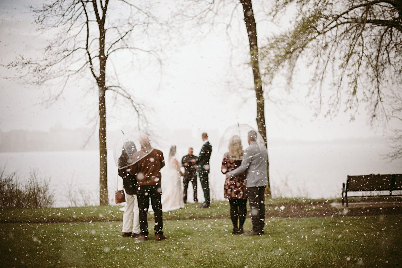 Lake Elopement, Madison Elopement, Spring Blizzard during elopement