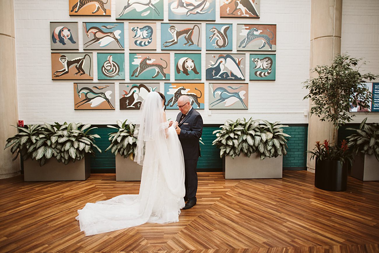 1st look with dad on wedding day