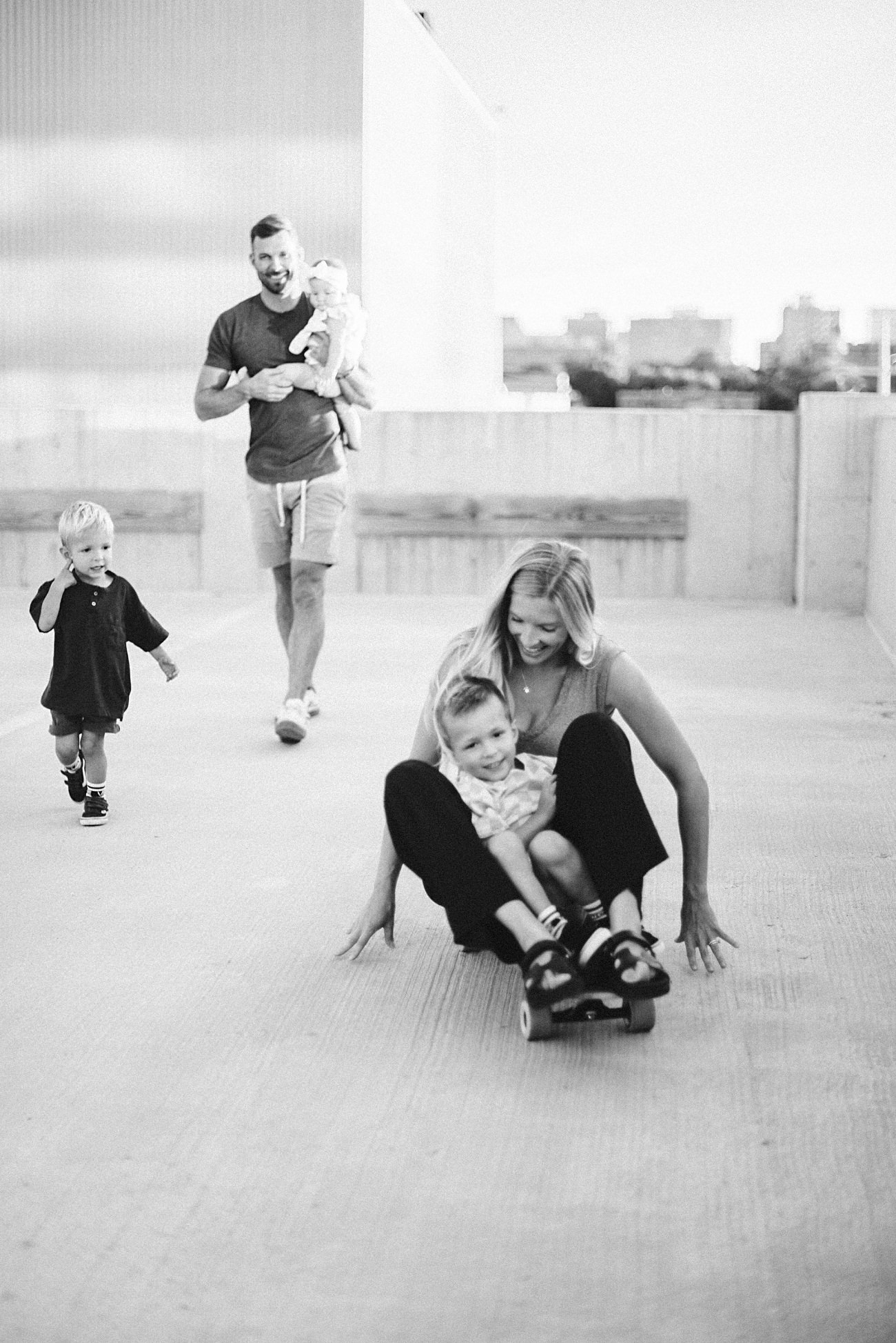 urban parking garage family session madison wi