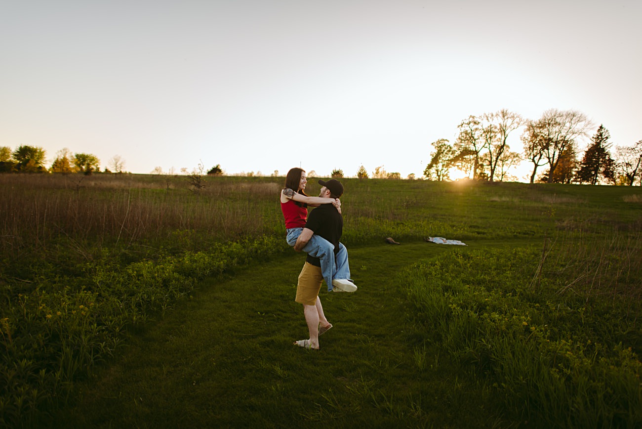 Jefferson County WI engagement photography, Summer engagement outfit ideas for tall grass photos